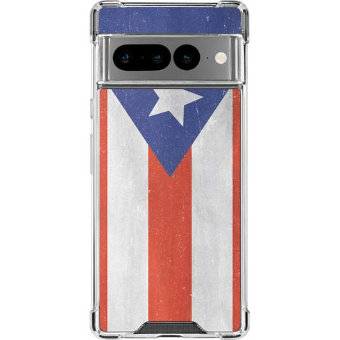 Puerto Rico Flag Distressed Google Pixel 7 Pro Clear Case